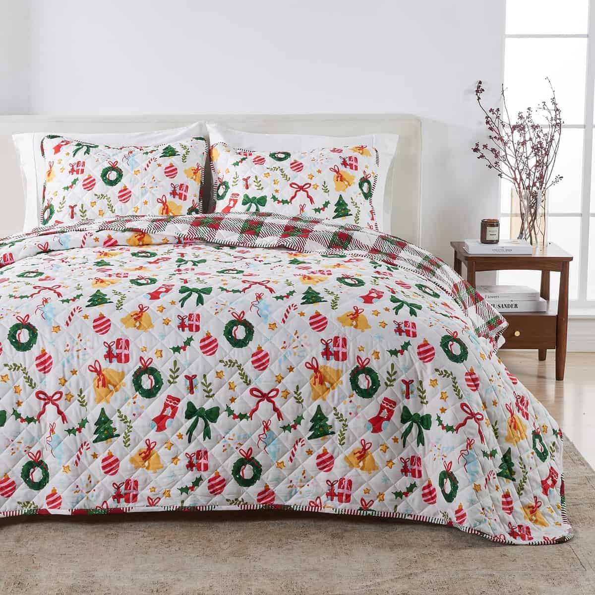 Set de Colcha Navideña Great Bay Home en Tamaño King con