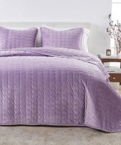 Juego de Colcha y Fundas King Size de Terciopelo - Juego de