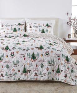 Set de Edredón Navideño Tamaño Twin con Fundas - Estampados