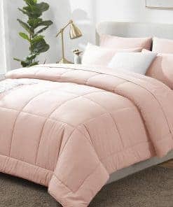 Juego de Edredón Rosa CozyLux para Cama Matrimonial de 7