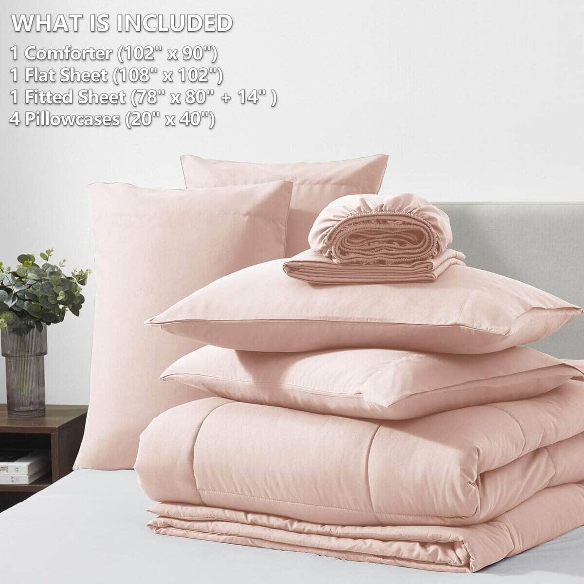 Set de edredón tamaño King CozyLux de color rosa de 7 - Imagen 6