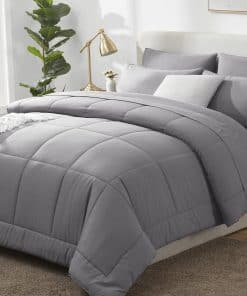 Juego de Edredón Gris CozyLux Tamaño Full 7 Piezas - Set de