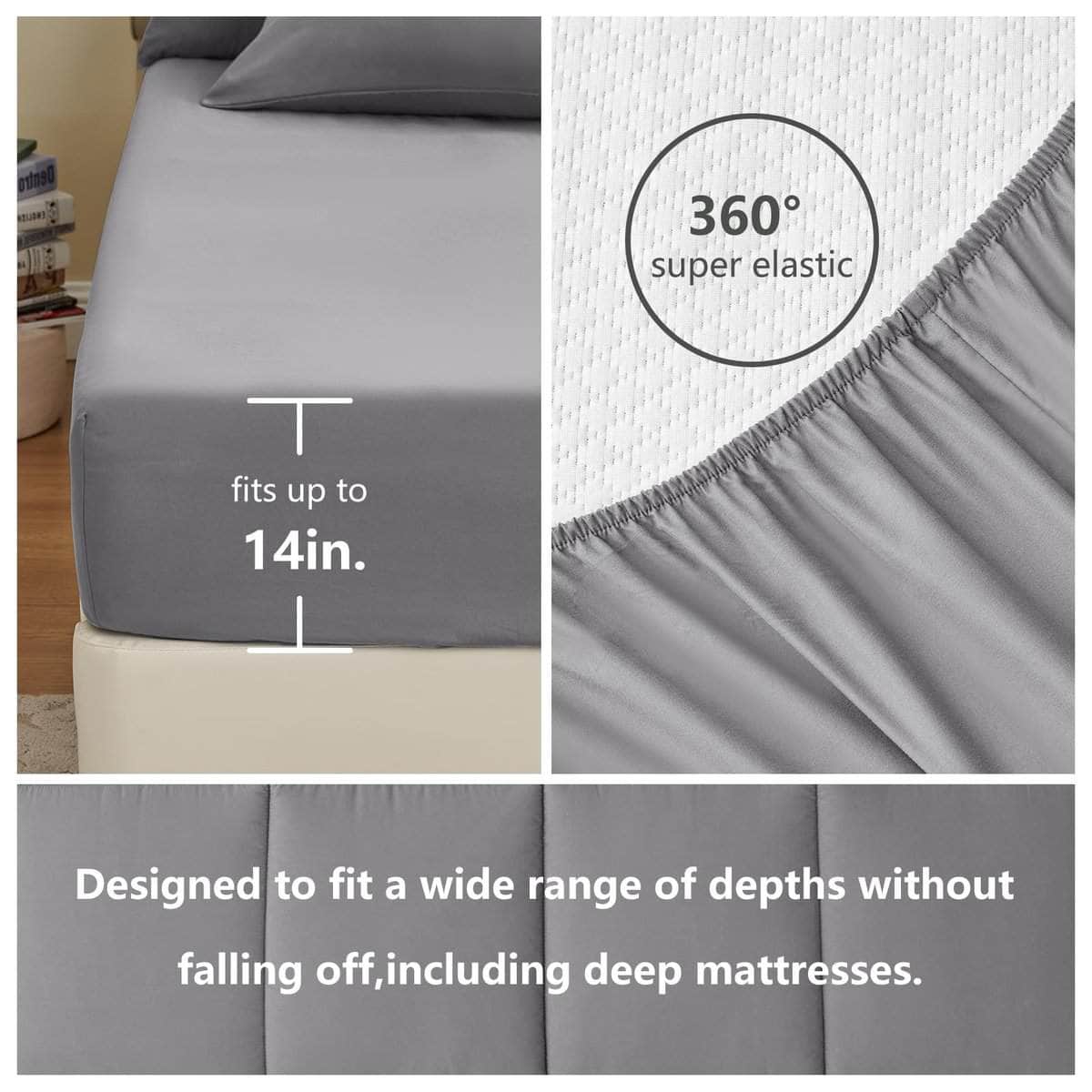 Juego de edredón gris para cama King CozyLux de 7 piezas, - Imagen 5