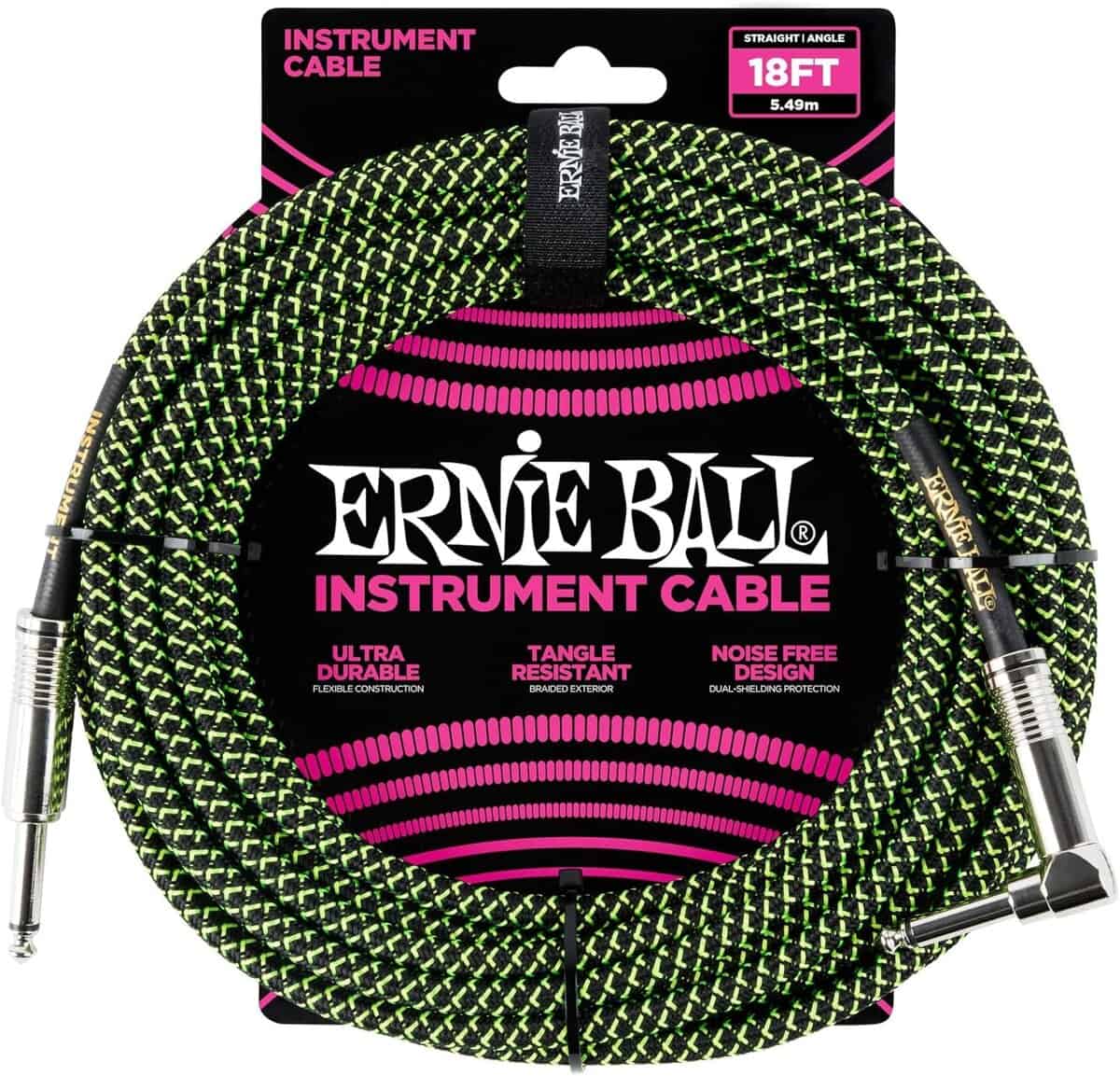 Set de Cables de Instrumento Trenzados Ernie Ball -Neon Gree - Imagen 3