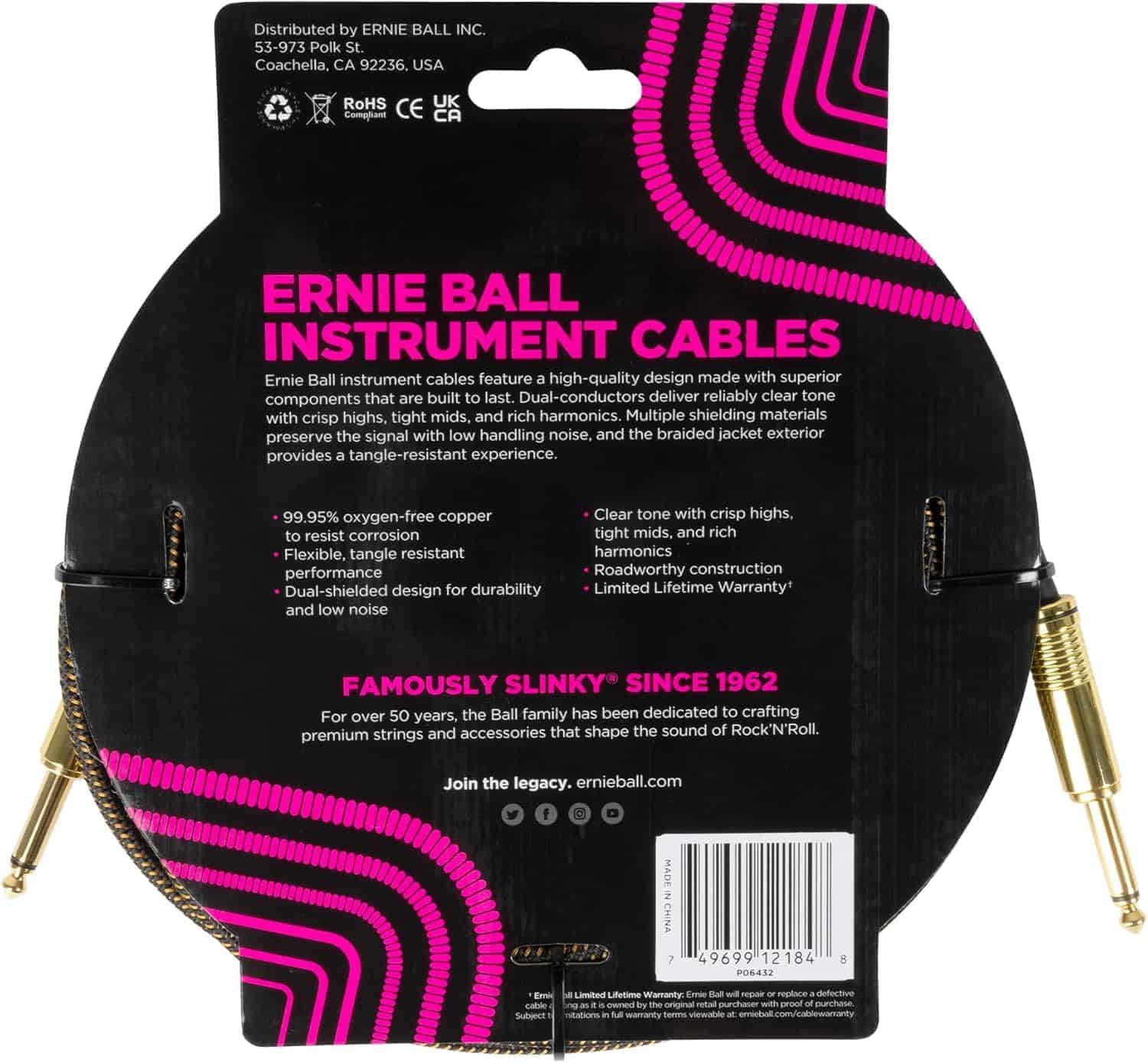 Set de cables de instrumento trenzados Ernie Ball -Pay Dirt - Imagen 4