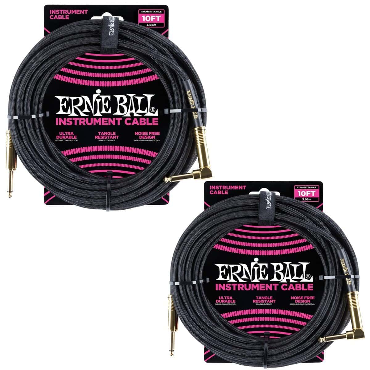 Set de Cables de Instrumento Trenzado Ernie Ball -Negro