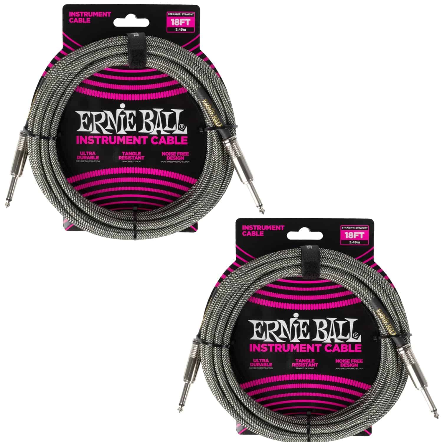 Set de Cables de Instrumento Trenzados Ernie Ball -Silver Fo