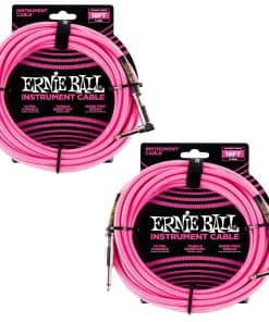 Set de Cables de Instrumento Trenzados Ernie Ball -Rosa Neón
