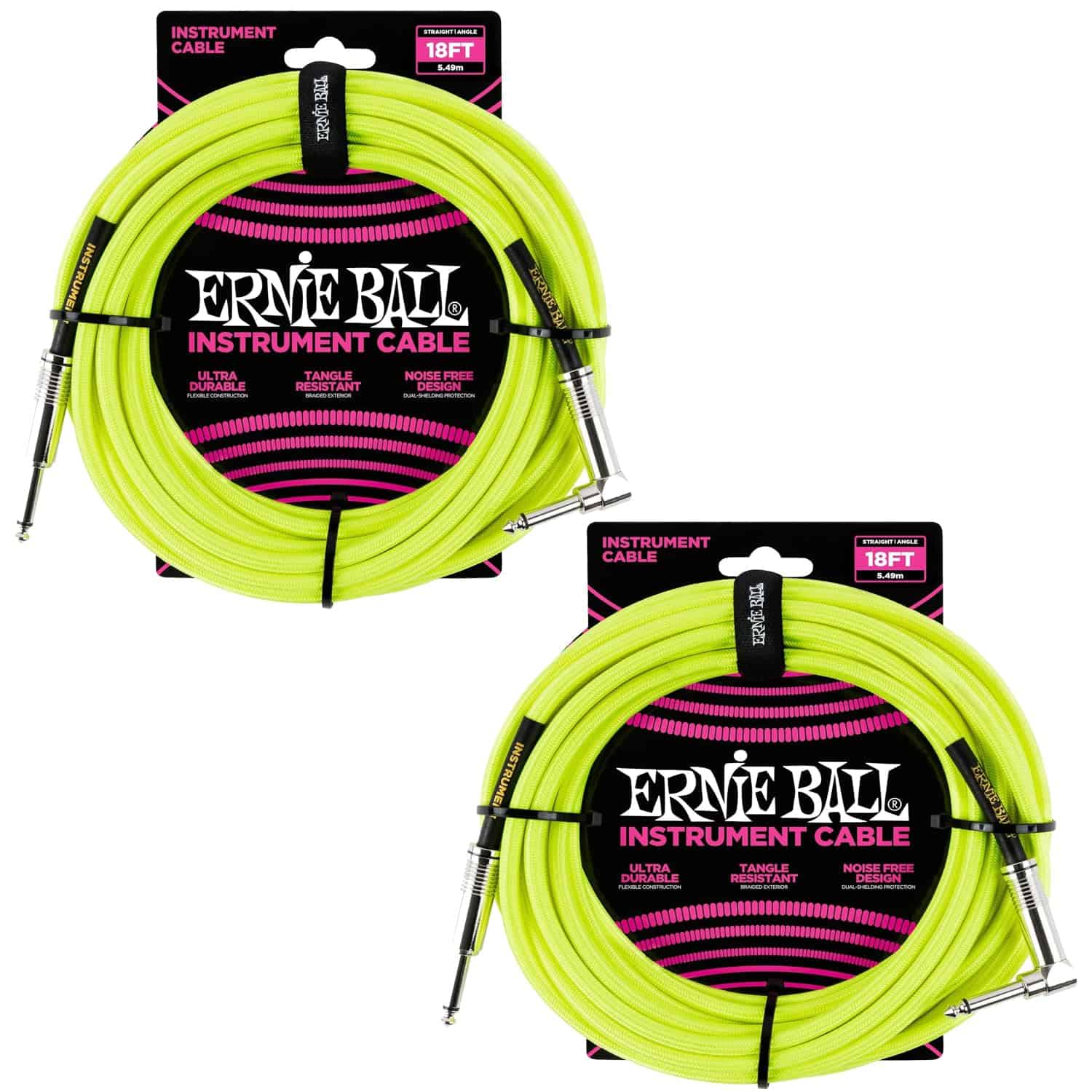 Set de Cables de Instrumento Trenzado Ernie Ball -Amarillo N
