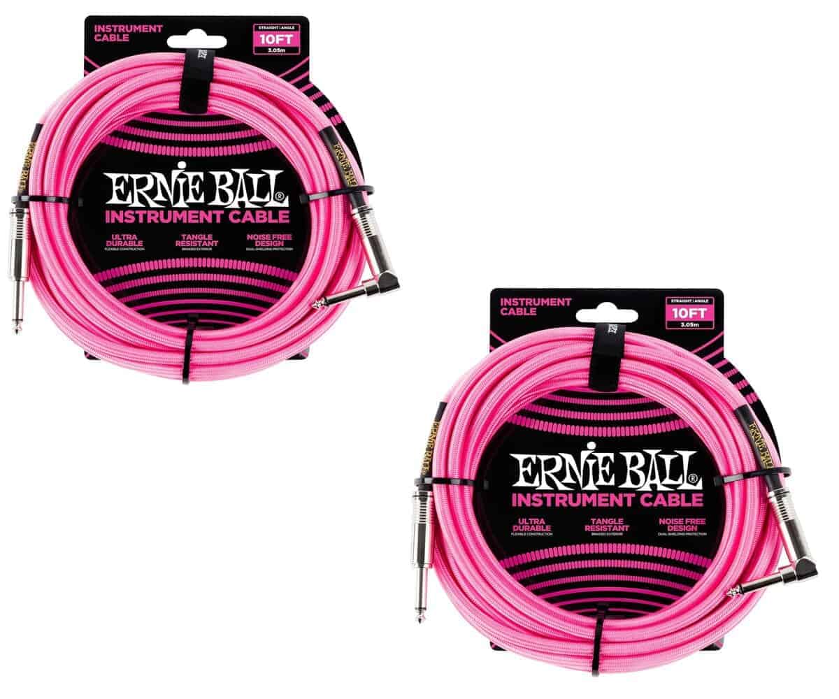 Set de Cables de Instrumento Trenzados Ernie Ball -Neon Pink