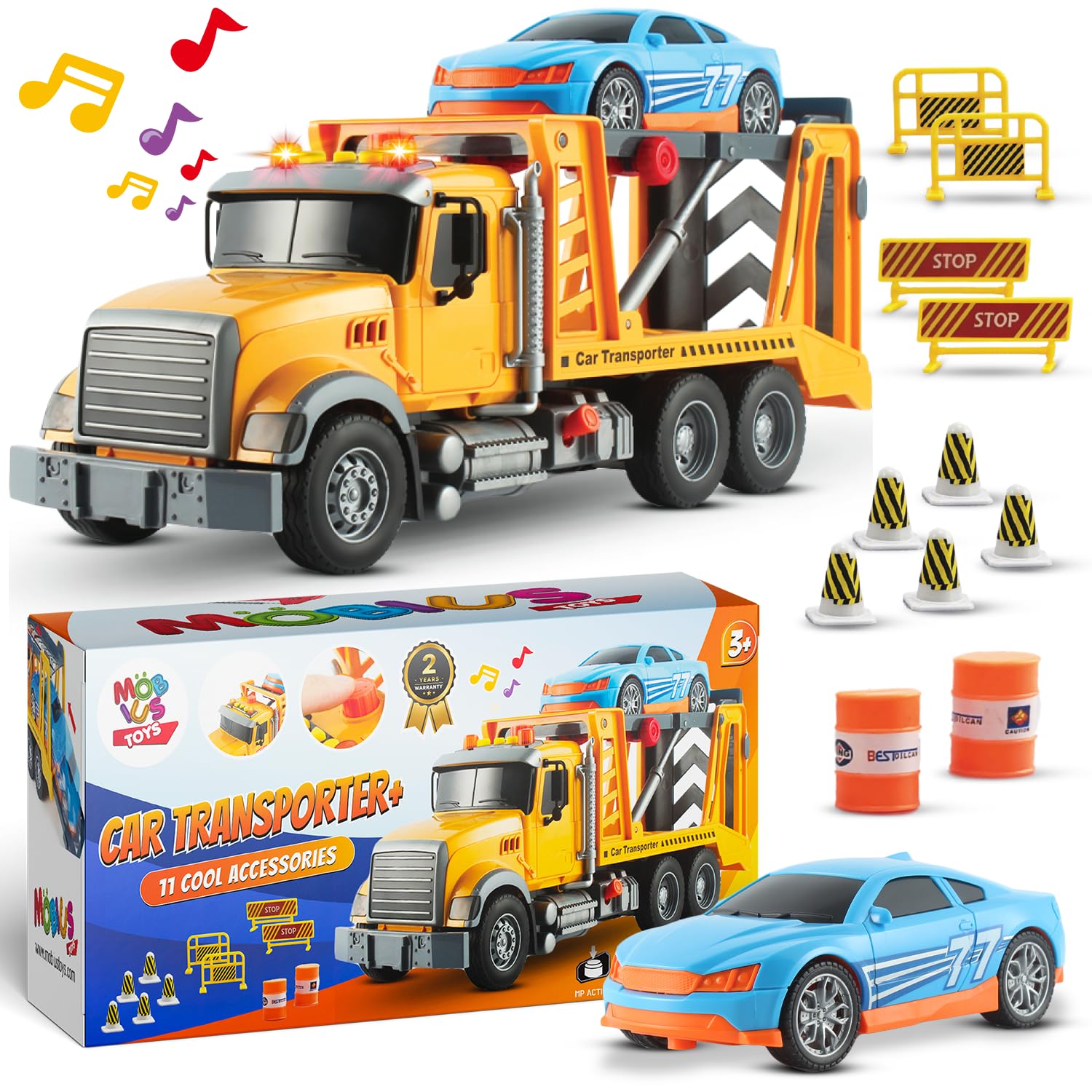 Juguete de Camión de Remolque con Coche de Carreras - - Imagen 9