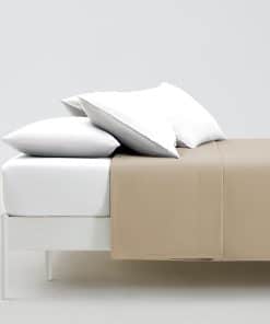 Juego de 2 sábanas planas tamaño King de -Taupe