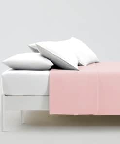 Juego de 2 sábanas planas tamaño King de -Rosa