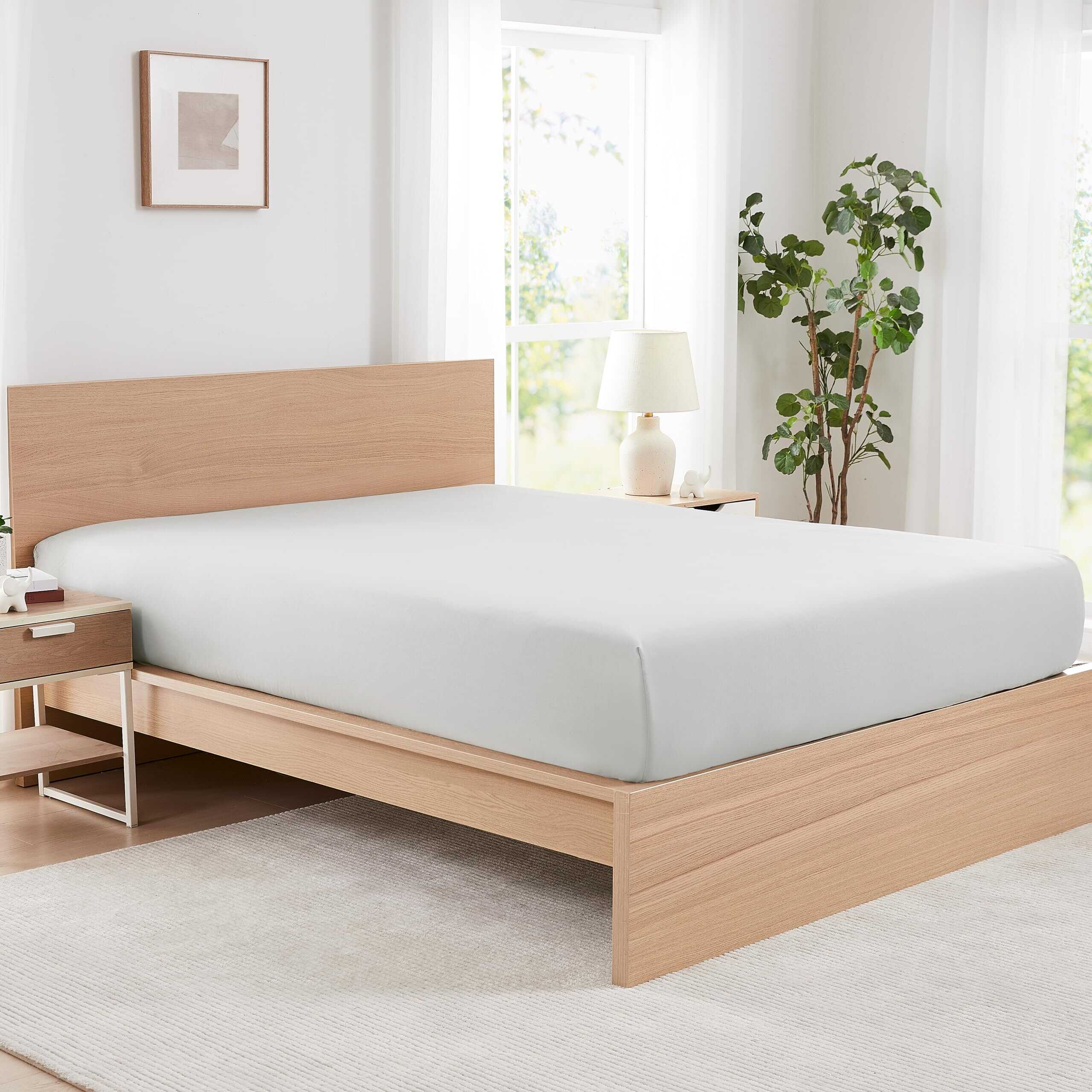 Juego de 2 sábanas ajustables de -Gris Claro