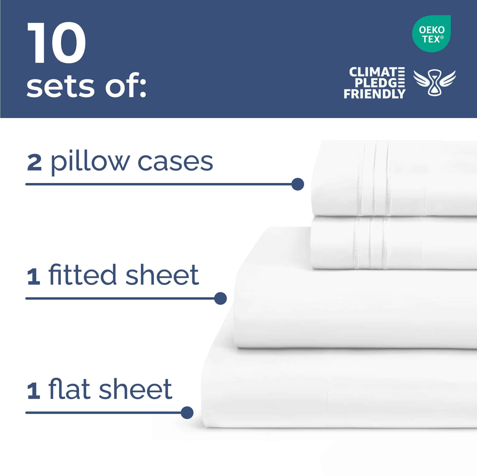 Paquete a granel de 10 juegos de sábanas - -Blanco - Imagen 3