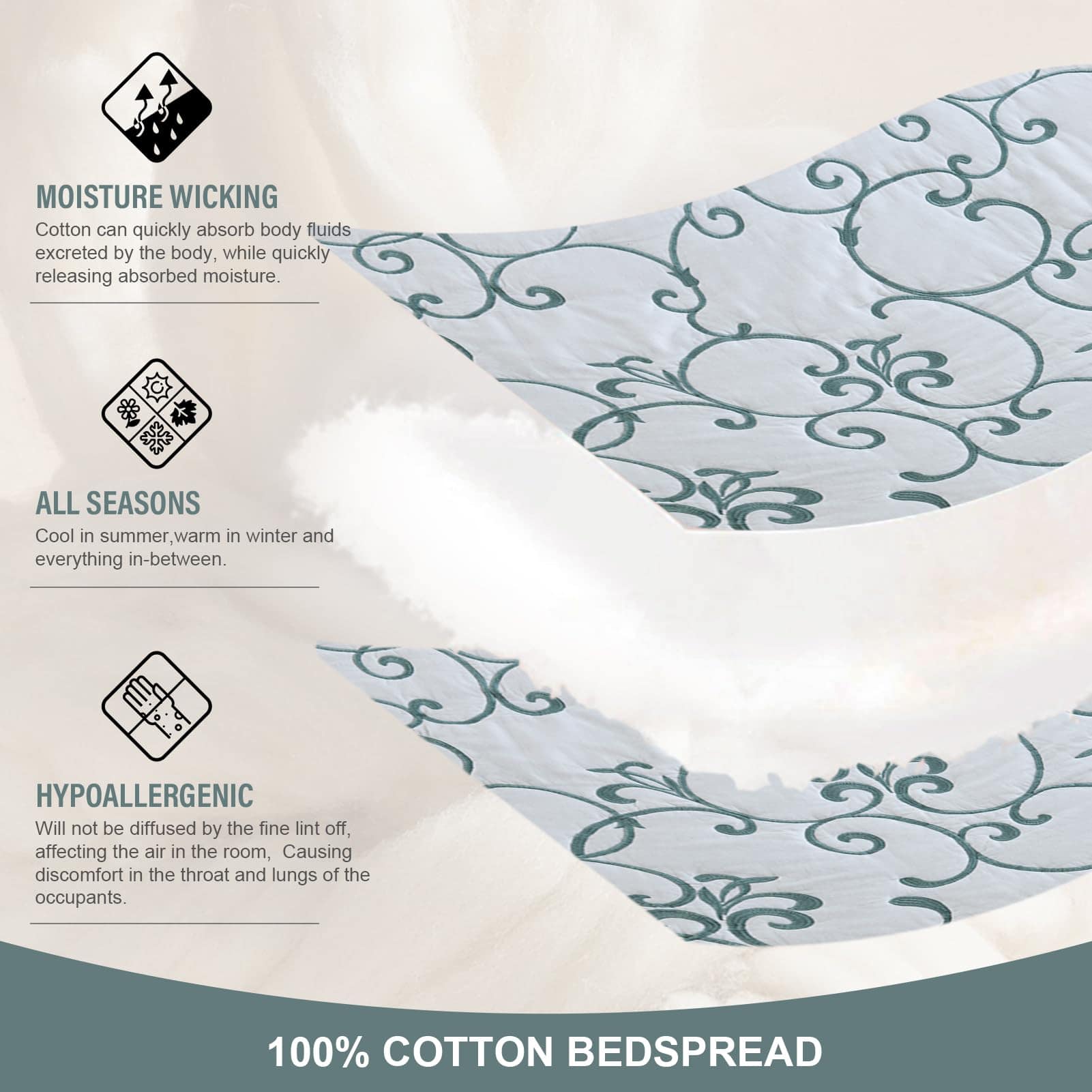 Colcha King Size extragrande FineStichery 128"x120" - 100% - Imagen 5