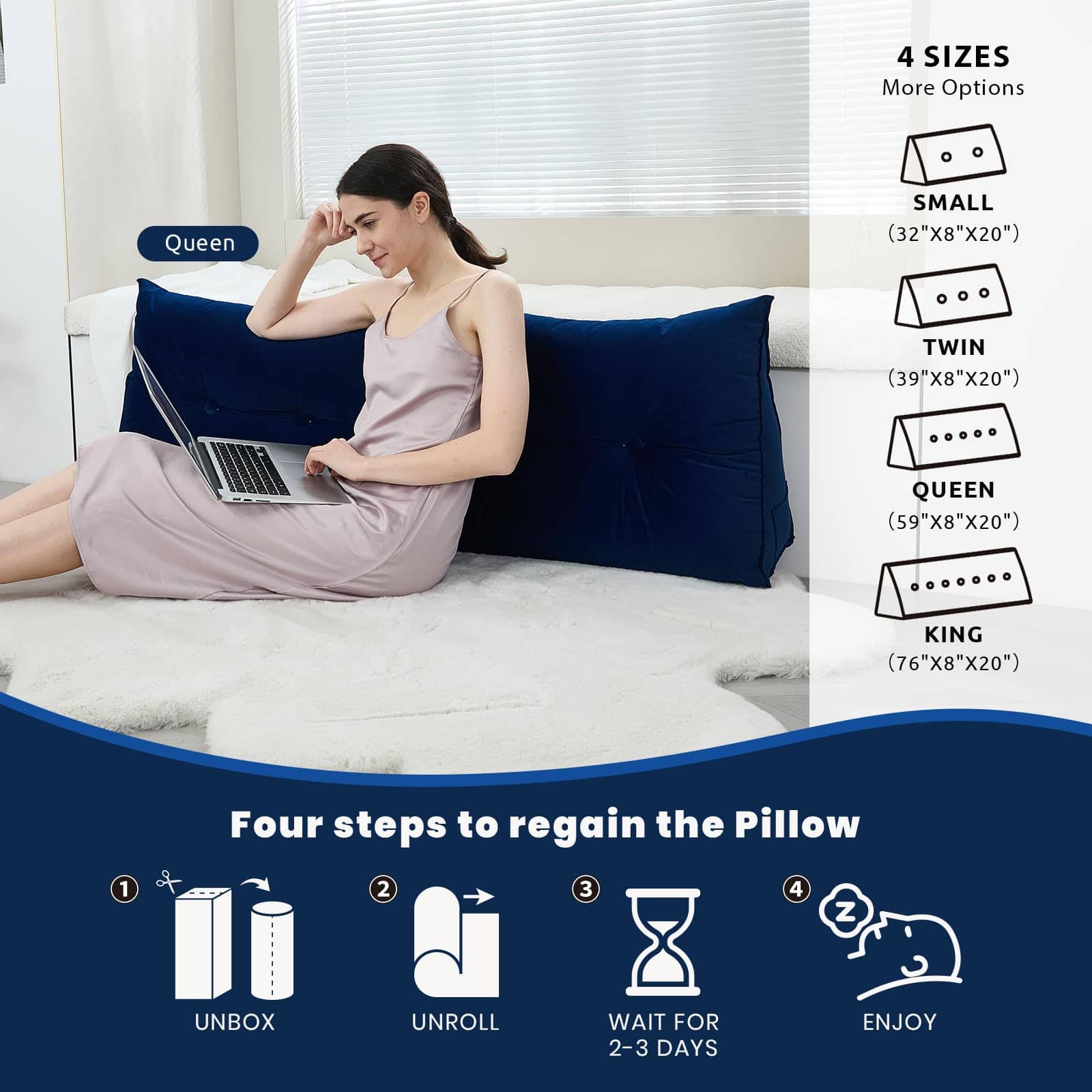 Cojín de Cabecera Zelladorra para Cama, -Azul Marino - Imagen 4