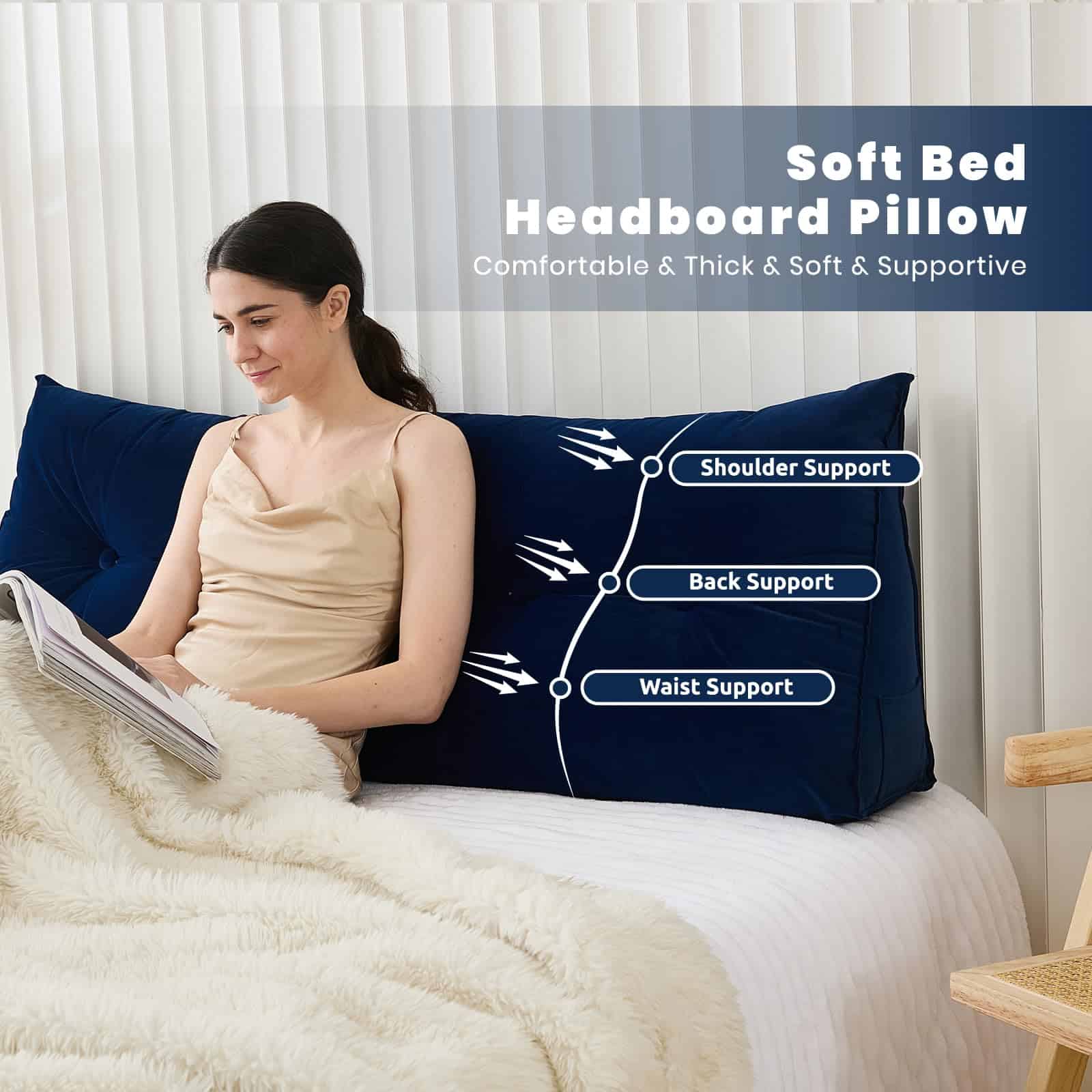 Cojín de Cabecera Zelladorra para Cama, -Azul Marino - Imagen 3