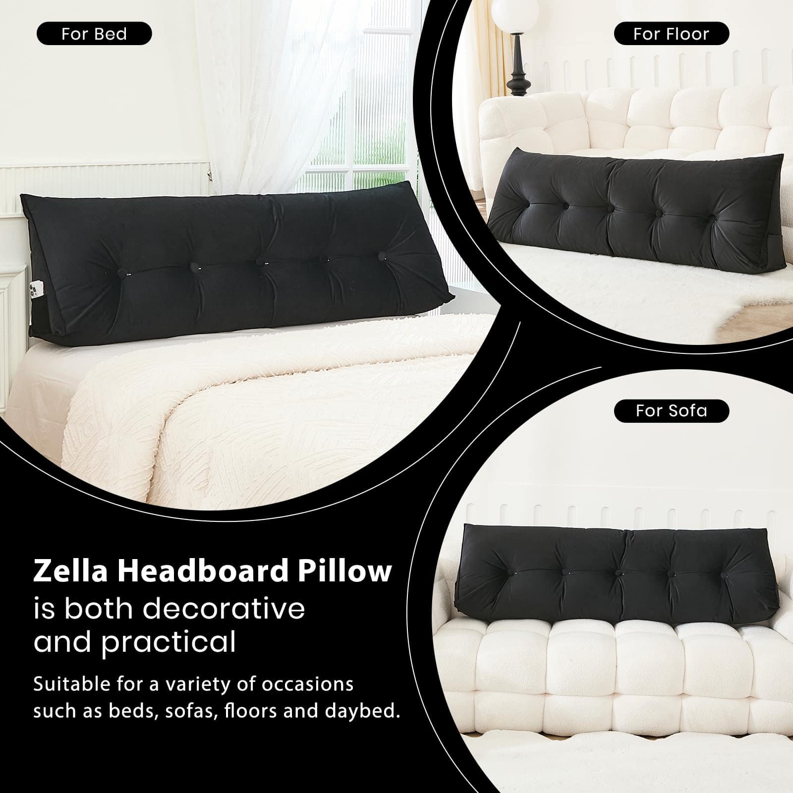 Cojín cabecero Zelladorra para cama, Cojín triangular de - Imagen 6