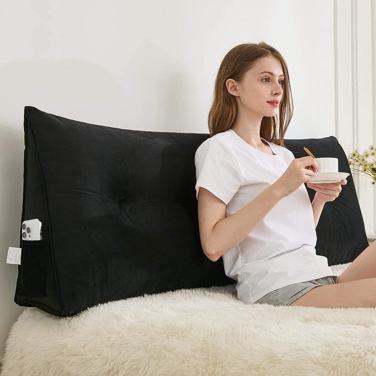 Cojín cabecero Zelladorra para cama, Cojín triangular de