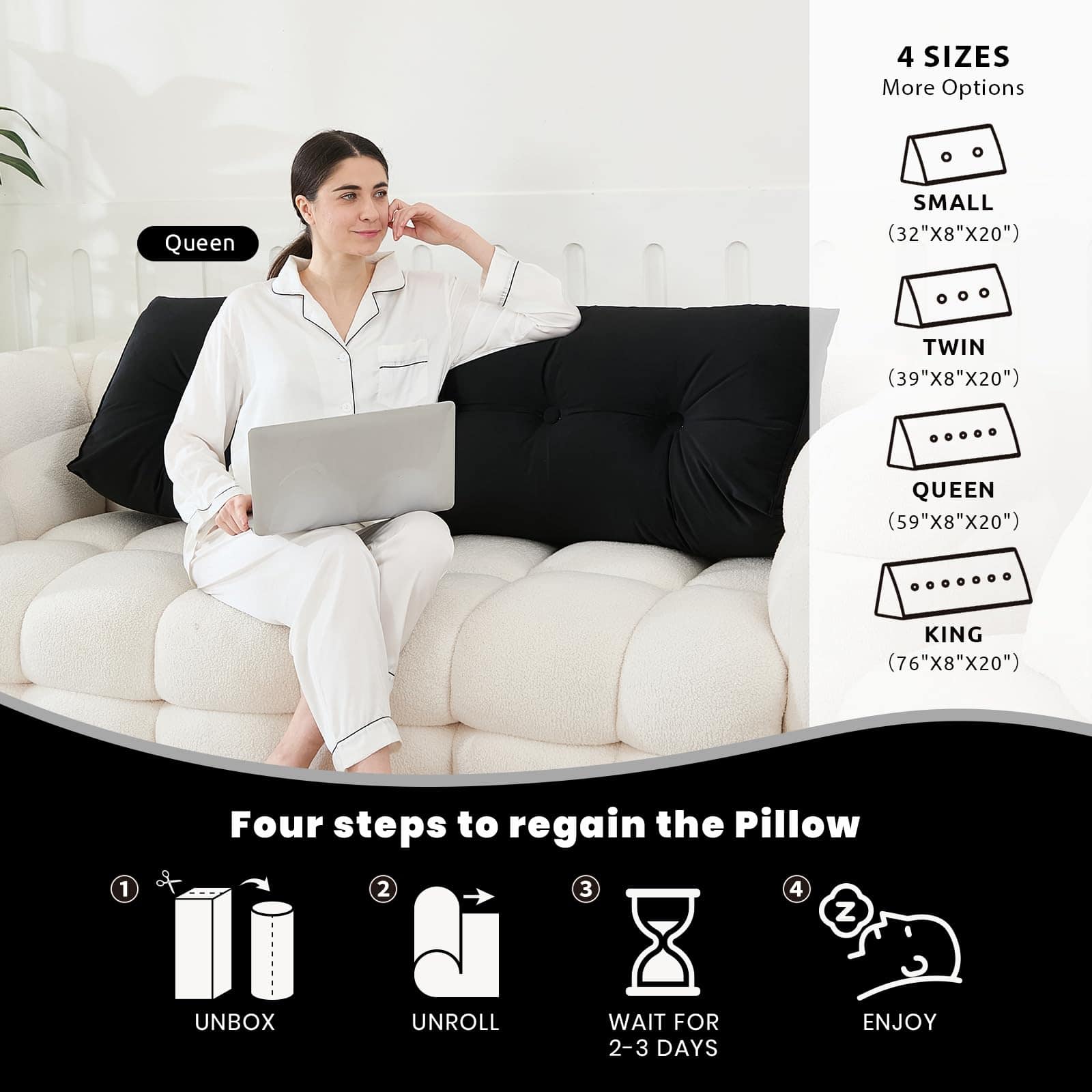 Cojín cabecero Zelladorra para cama, Cojín triangular de - Imagen 4