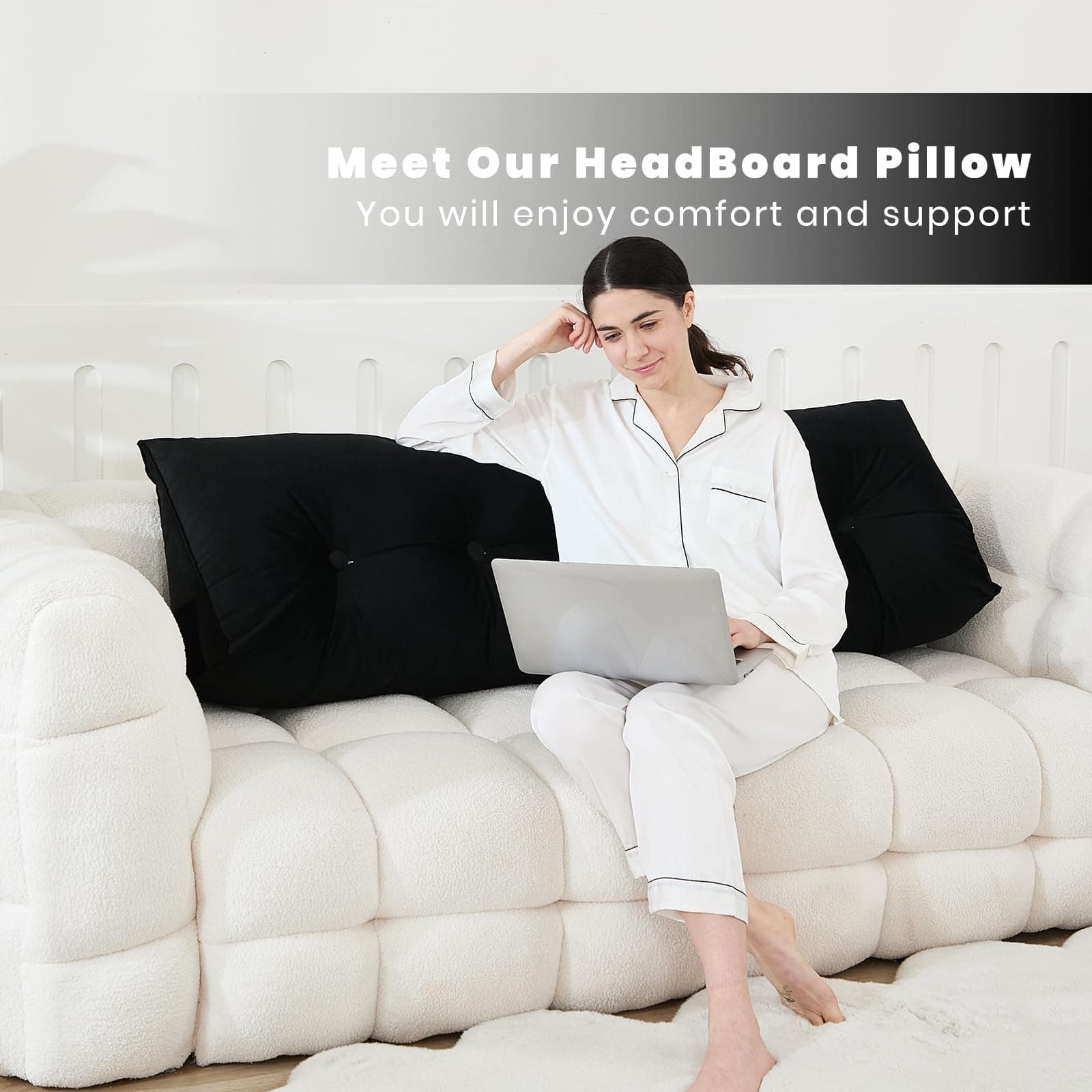 Cojín cabecero Zelladorra para cama, Cojín triangular de - Imagen 7