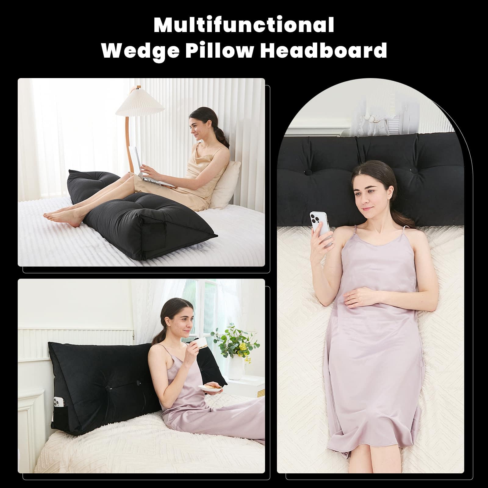 Cojín cabecero Zelladorra para cama, Cojín triangular de - Imagen 8