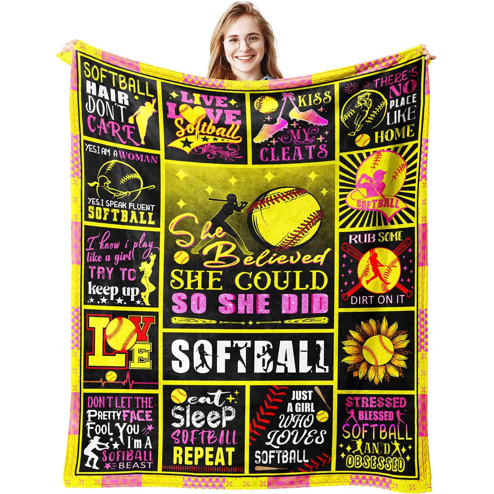 Manta de Softball Regalos para Niñas Mujeres Manta de