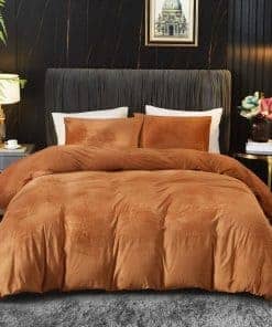 Juego de Funda de Edredón de Terciopelo Queen Naranja