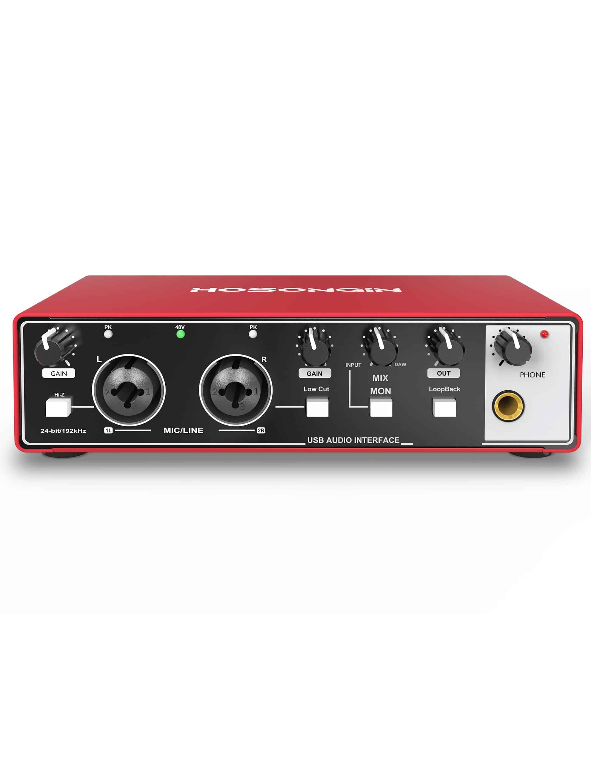 Interfaz de Audio USB HOSONGIN 2i2 para -Rojo - Imagen 3