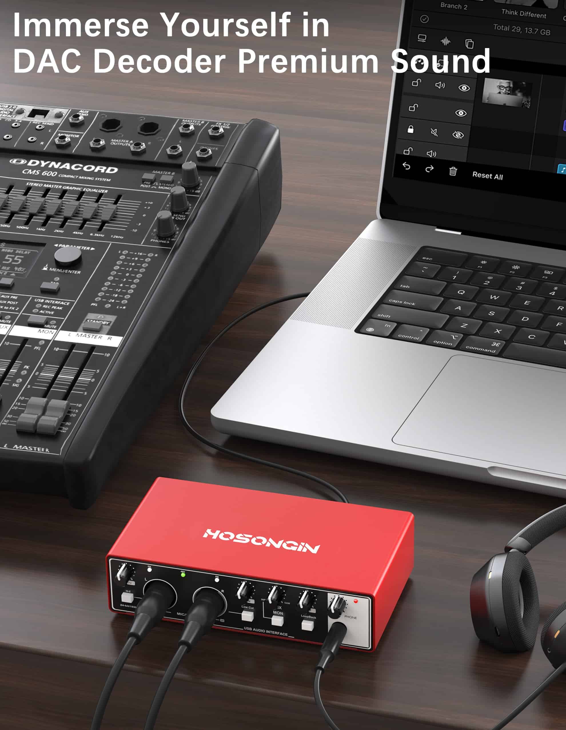 Interfaz de Audio USB HOSONGIN 2i2 para -Rojo - Imagen 6