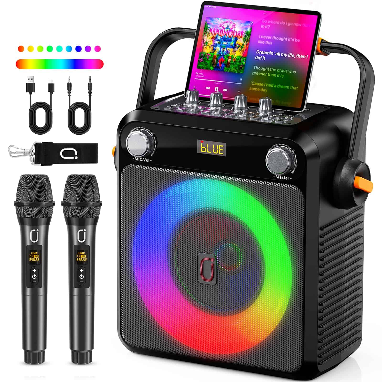 Máquina de Karaoke con 2 Micrófonos -Negro