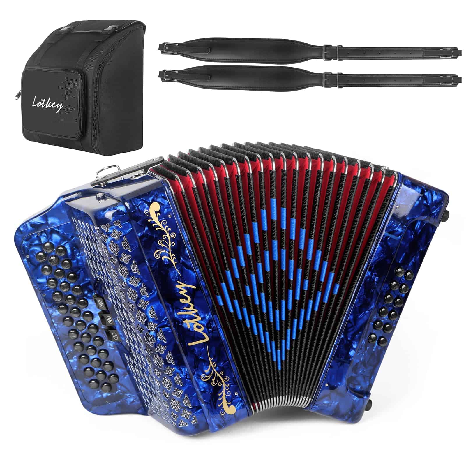 Acordeón de Botones Diatónico Lotkey de 34 Teclas - 3412