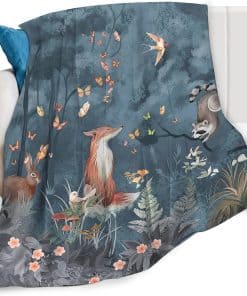 Manta de Estampado de Zorro Bosque Conejo Panda Rojo para