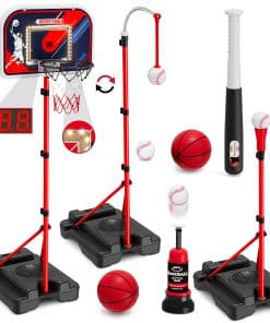 Juego de Aro de Baloncesto y T-Ball 4 en 1 para Niños HYES
