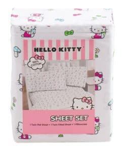 Juego de sábanas de algodón Hello Kitty de -Rosa, Azul y Laz