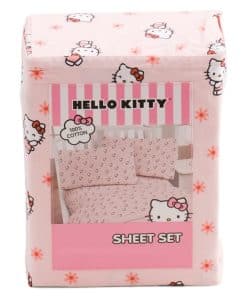 Juego de sábanas de algodón Hello Kitty de -Rosa con Flores