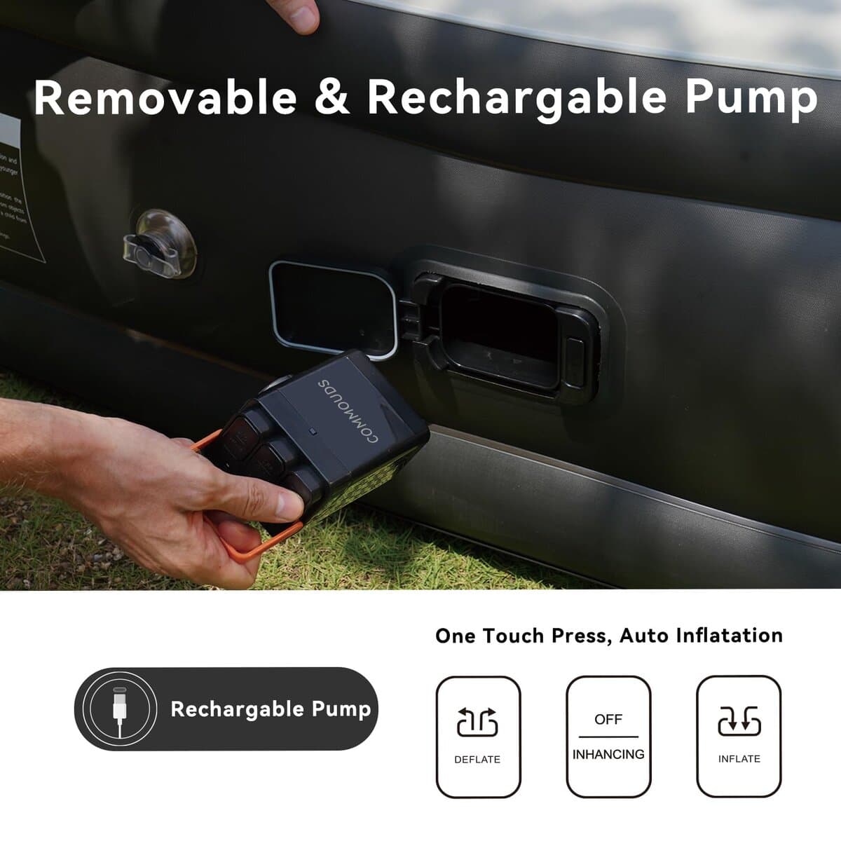 Colchón de Aire COMMOUDS Twin con Bomba Desmontable - Imagen 4