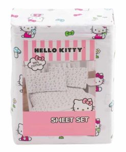 Juego de sábanas de algodón Hello Kitty de -Rosa, Azul y Laz