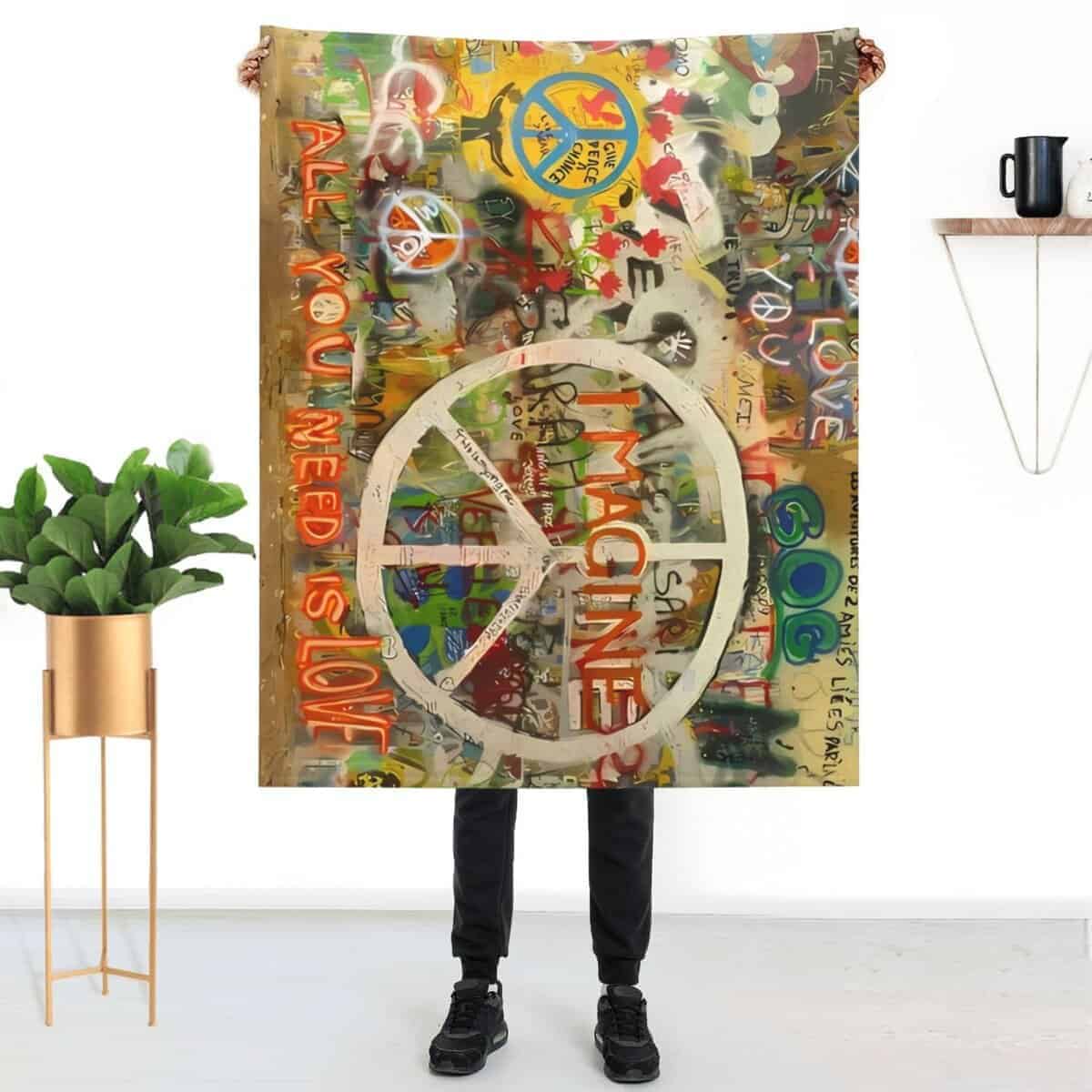 Manta de Felpa Rectangle Peace Sign Graffiti All You Need - Imagen 9