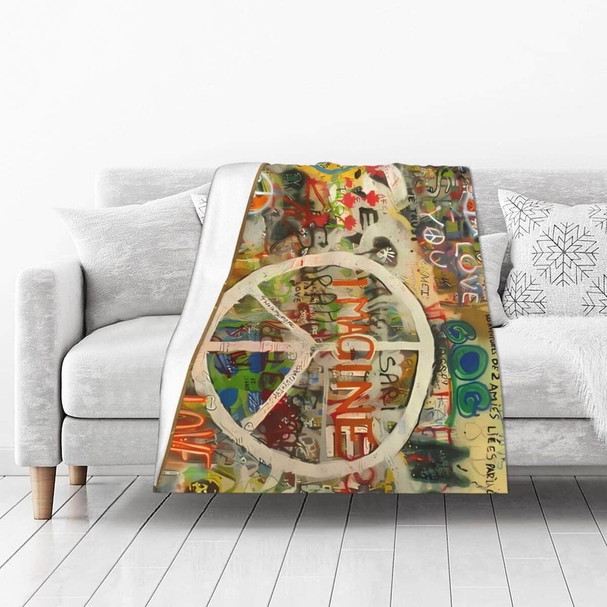 Manta de Felpa Rectangle Peace Sign Graffiti All You Need - Imagen 3