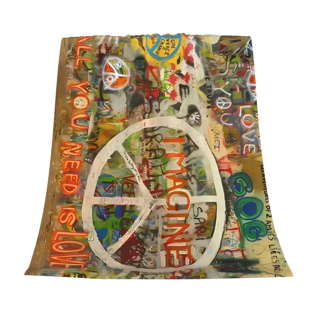 Manta de Felpa Rectangle Peace Sign Graffiti All You Need