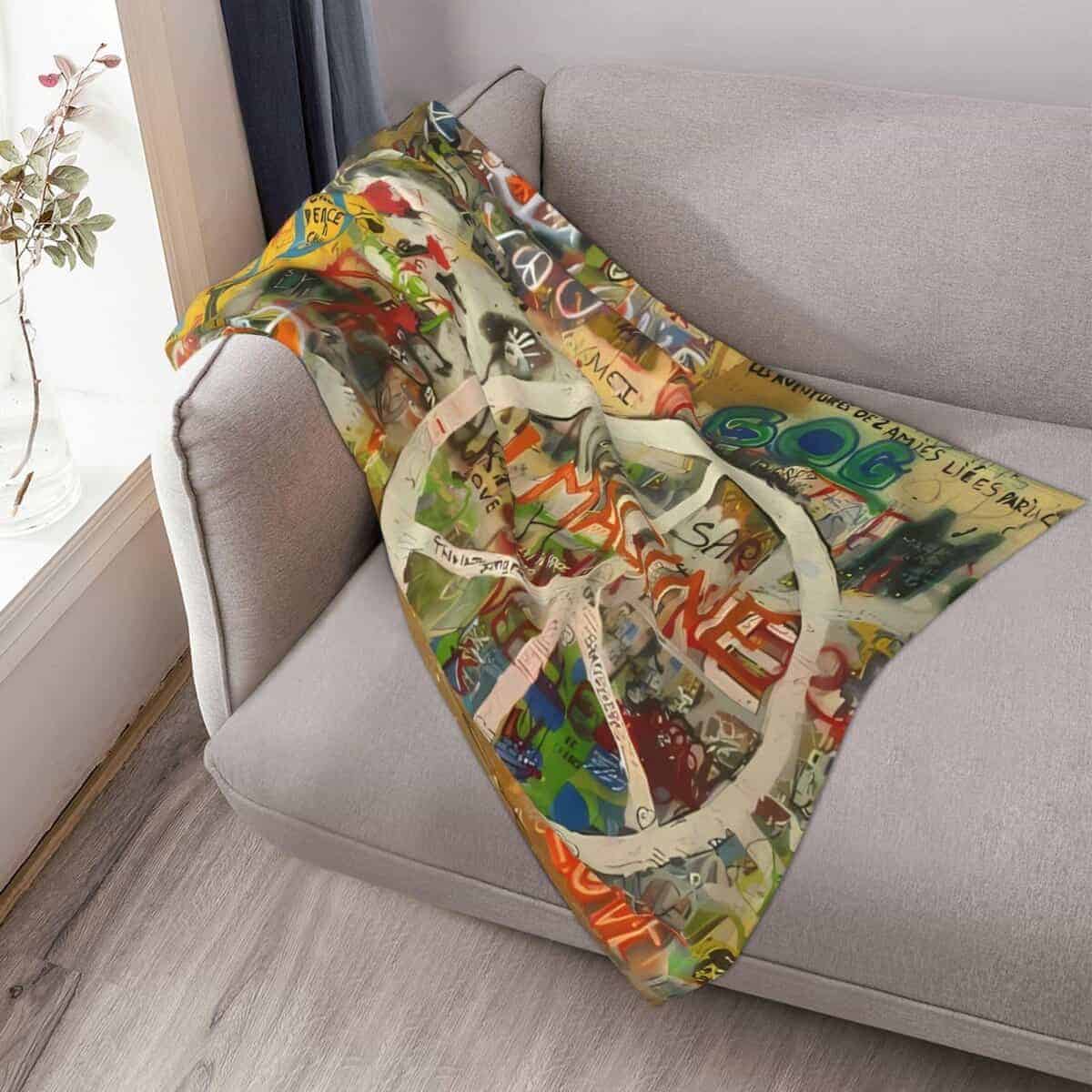 Manta de Felpa Rectangle Peace Sign Graffiti All You Need - Imagen 10