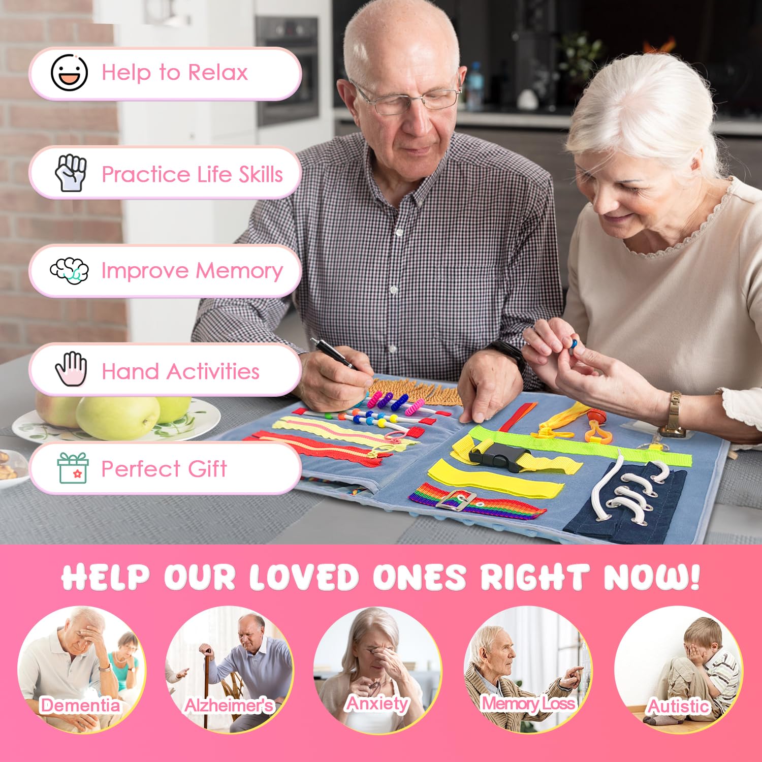 Manta de Fidget para Adultos con Demencia, Actividades para - Imagen 9