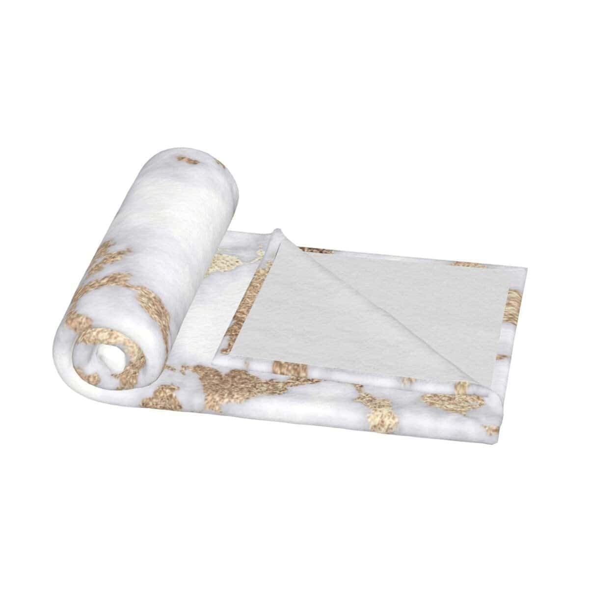 Manta de Lana de Felpa con Estampado de Mármol Blanco y - Imagen 4