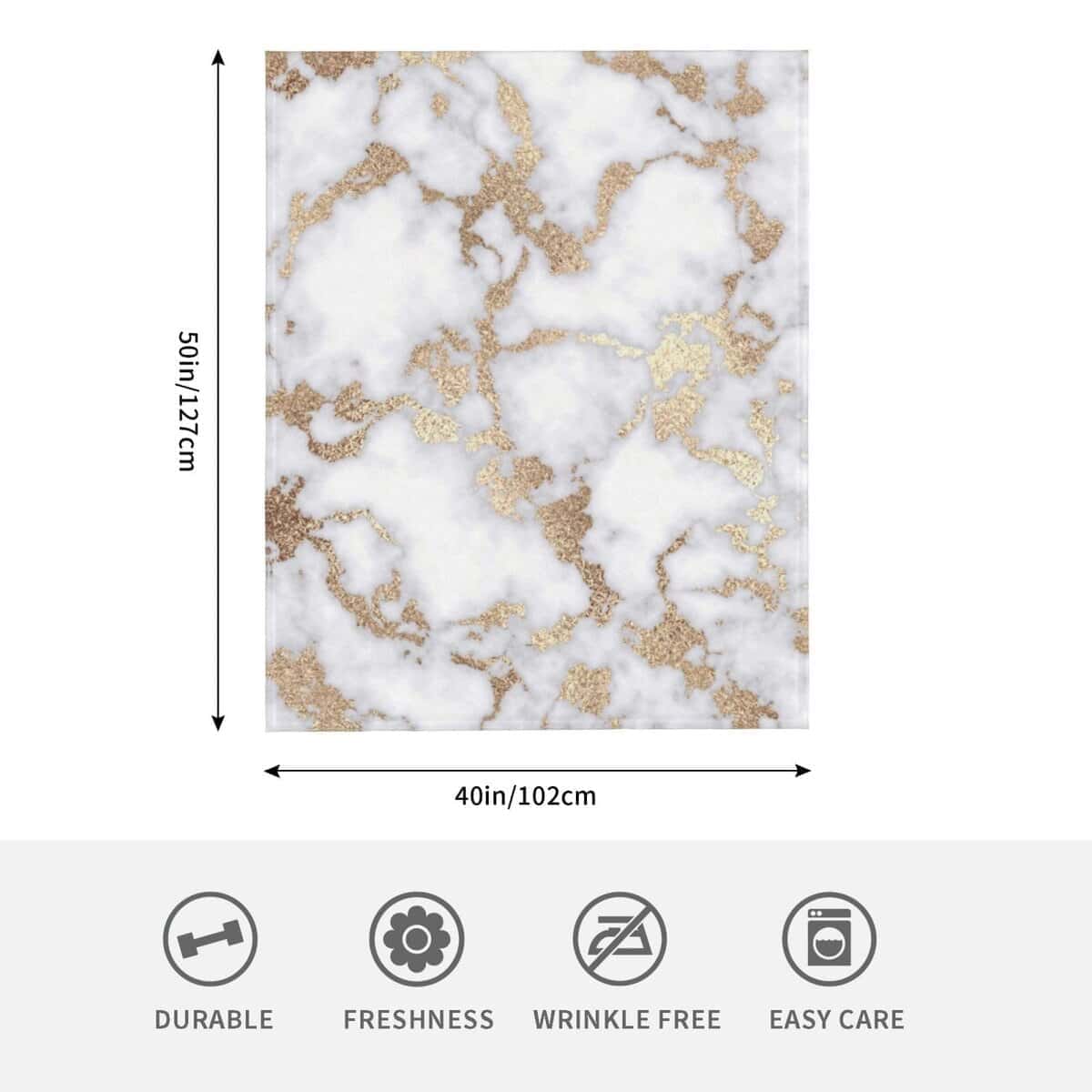 Manta de Lana de Felpa con Estampado de Mármol Blanco y - Imagen 5