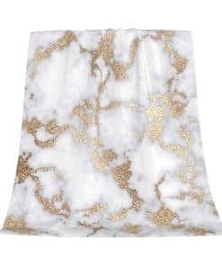 Manta de Lana de Felpa con Estampado de Mármol Blanco y