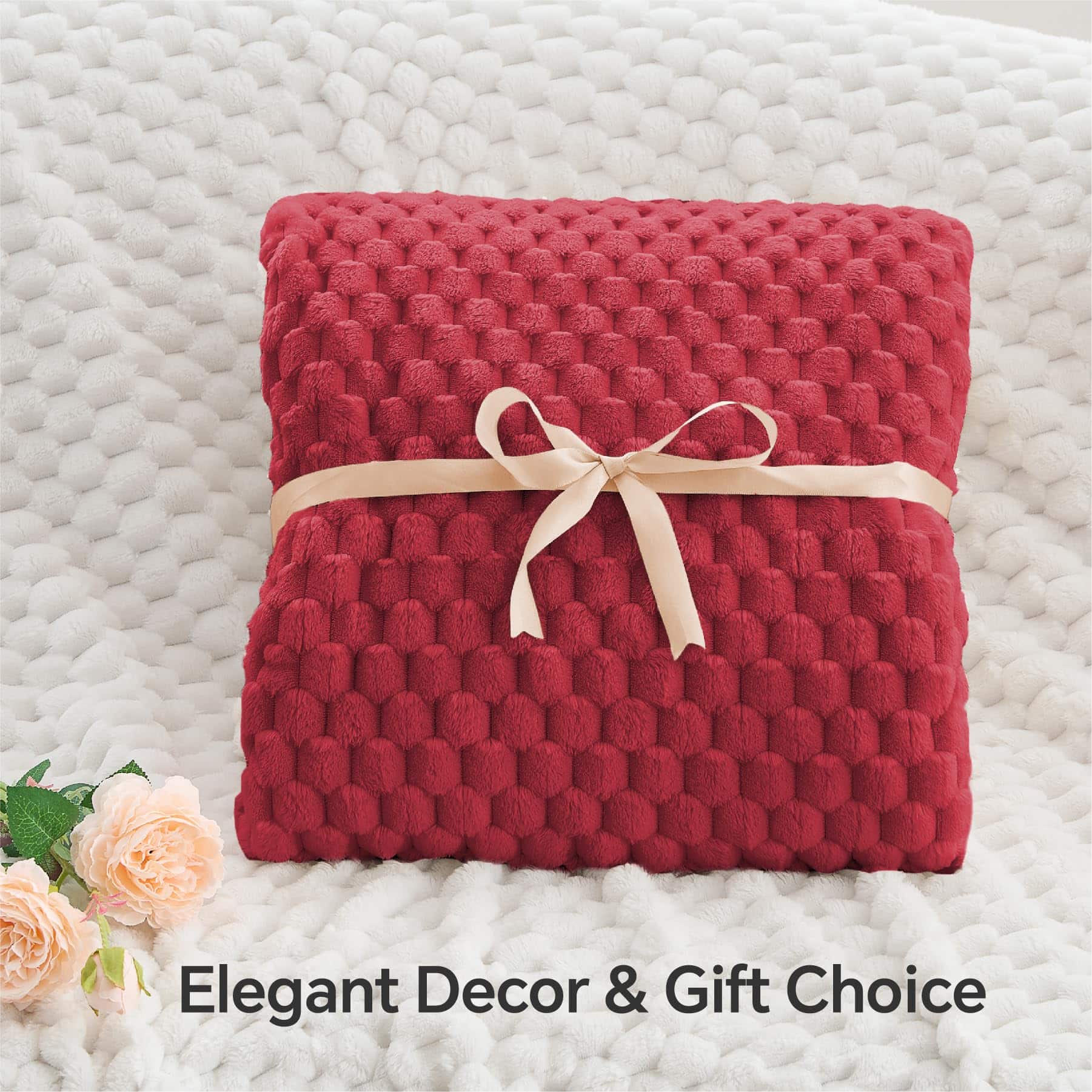 Manta de Lana Polar BEDELITE para Sofá y Cama - Manta Roja - Imagen 4