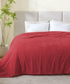 Manta de Lana Polar BEDELITE para Sofá y Cama - Manta Roja