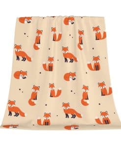 Manta de Felpa con Estampado de Zorro Rojo para Sofá Silla